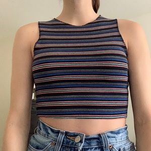 colorful zara striped cropped tank